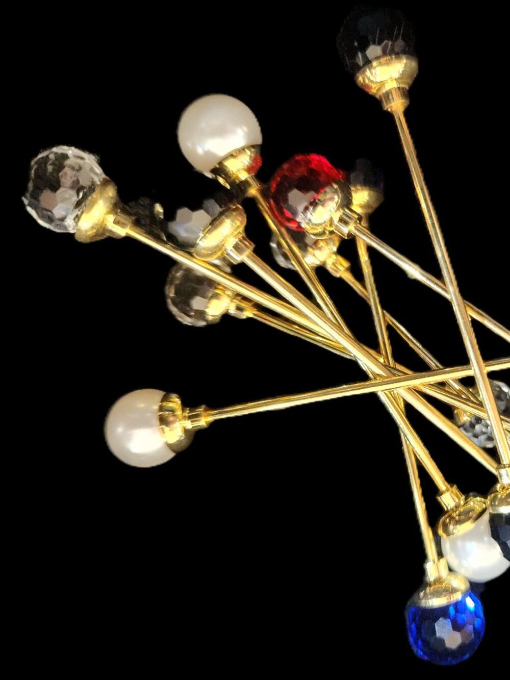 Collar Bar GOLDTONE FACETED or PEARL Ends Formal Equestrian Gentlemen